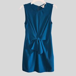 Bar III Sheath Dress Women’s Size Small Teal Blue Knotted Knee Length Work Party